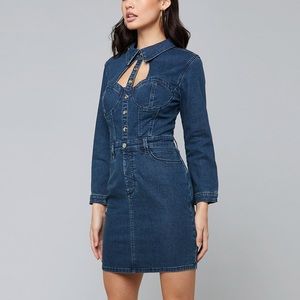Denim cutout bustier dress